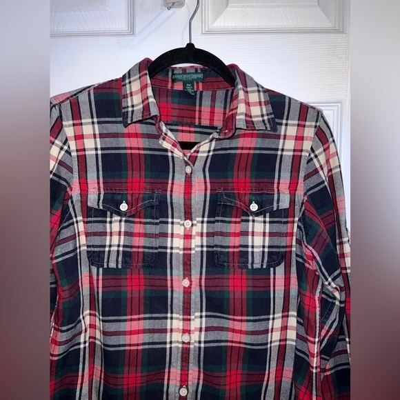 LAUREN JEANS COMPANY Ralph Lauren Plaid Long Rolltab Sleeve Button Shirt Sz PM - Picture 3 of 7
